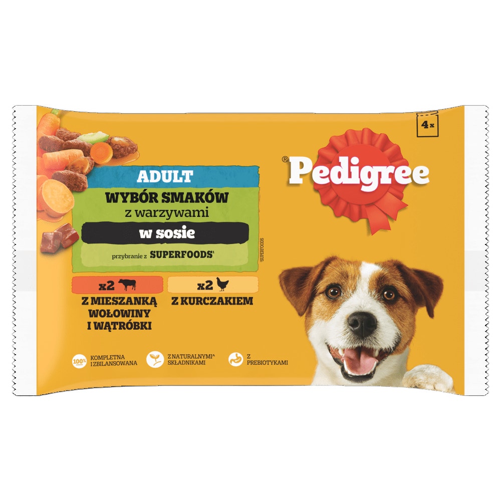 PEDIGREE® Adult Wybór Smaków z Warzywami w Sosie, 4 & 6 x 100 g