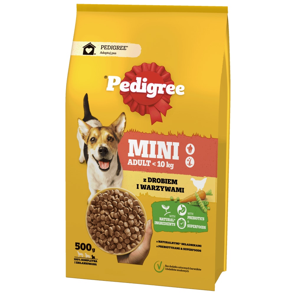 PEDIGREE® Adult z Drobiem i Warzywami, Małe Rasy, 500 g & 2 kg