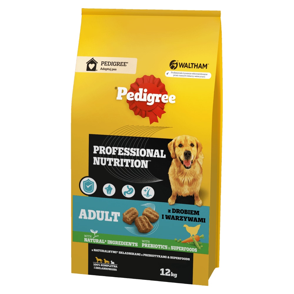 PEDIGREE® Professional Nutrition Adult z Drobiem i Warzywami, Średnie i Duże Rasy, 12 kg