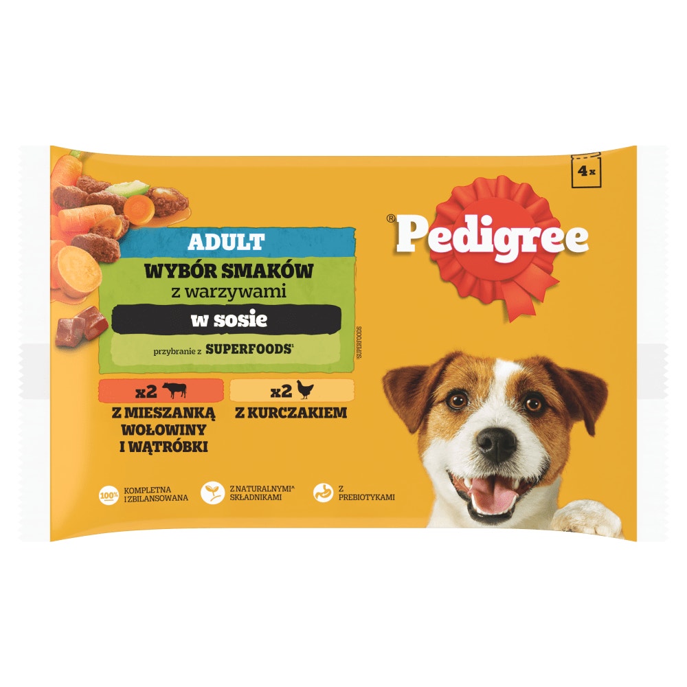PEDIGREE® Adult Wybór Smaków z Warzywami w Sosie, 4 & 6 x 100 g