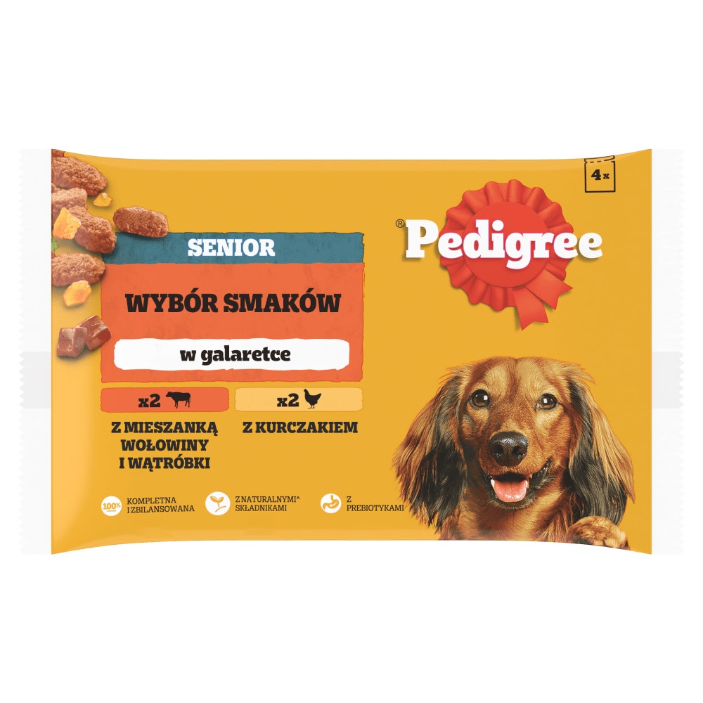 PEDIGREE® Senior Wybór Smaków w Galaretce, 4 x 100 g