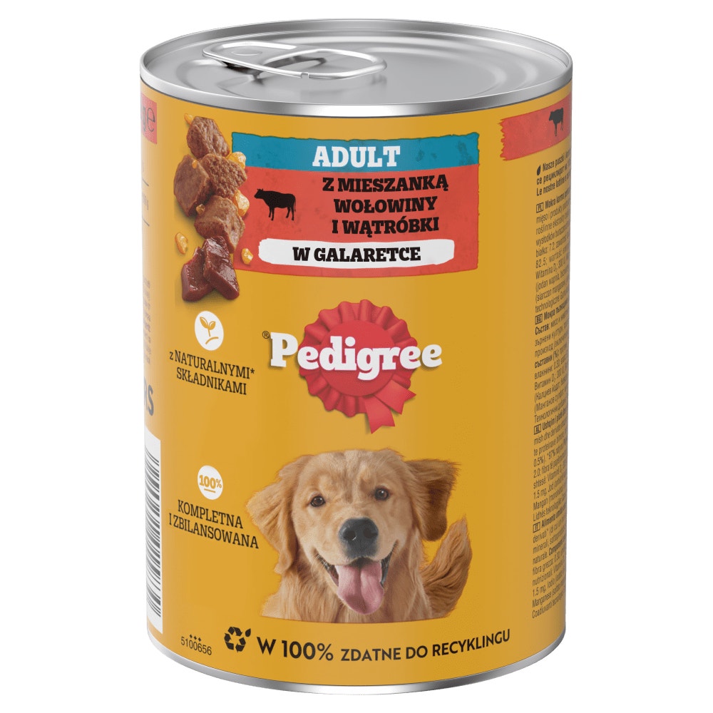 PEDIGREE® Adult z Wołowiną i Wątróbką w Galaretce, 400g & 1,2kg