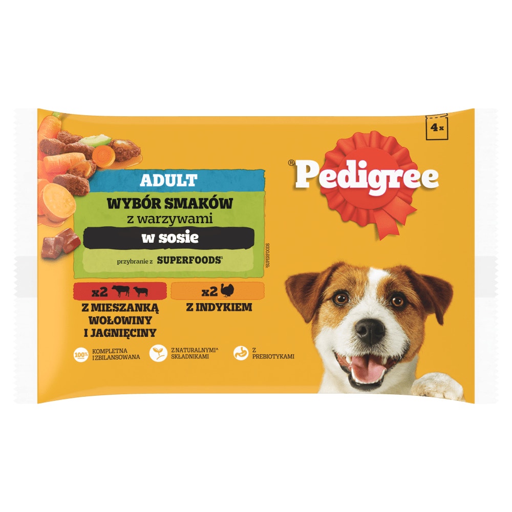 PEDIGREE® Adult Wybór Smaków z Warzywami w Sosie, 4 x 100 g